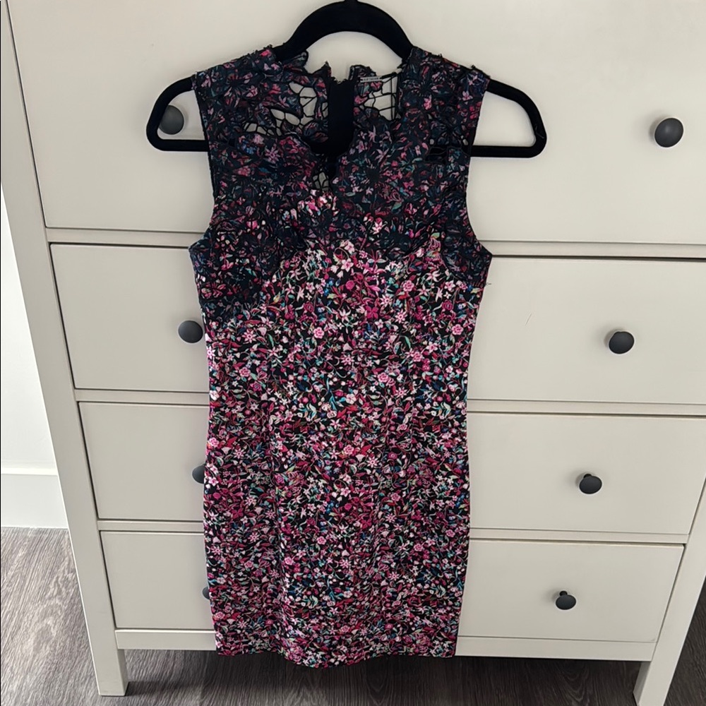 New Elie Tahari Floral Sleeveless Dress - Pink and Black